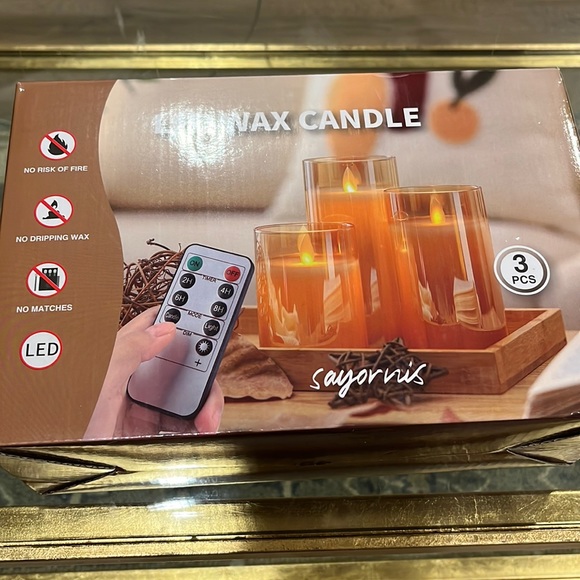 NWT LED wax candle - set of 3 w/ remote - Picture 1 of 5